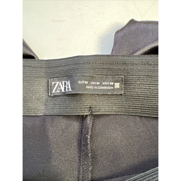 Zara Satin High Rise Split Hem Leggings Womens Medium Black - Picture 5 of 8